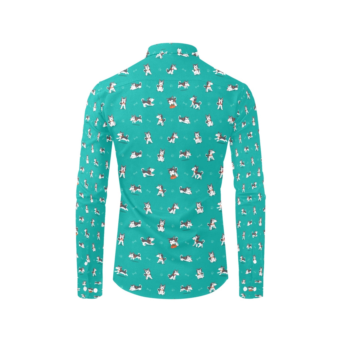 Siberian Huskies Print Design LKS303 Men's Long Sleeve Dress Shirt