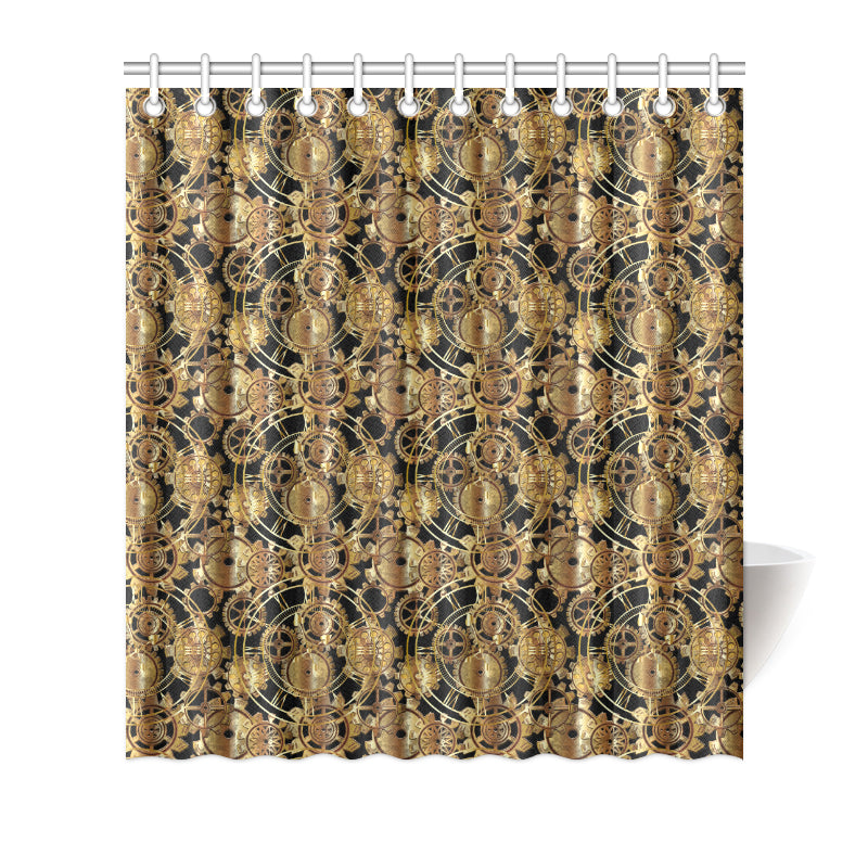 Steampunk Gear Design Themed Print Shower Curtain