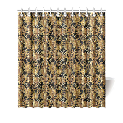 Steampunk Gear Design Themed Print Shower Curtain