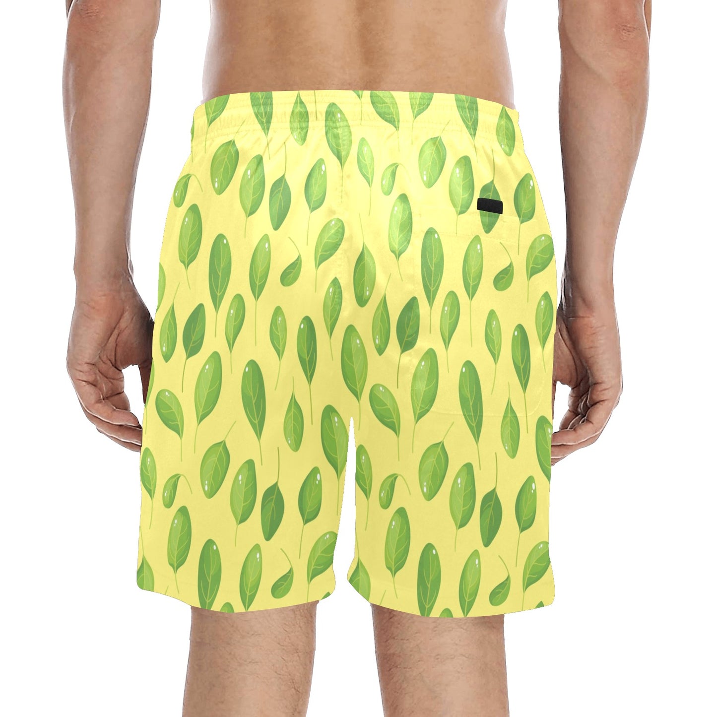 Spinach Print Design LKS302 Men's Swim Trunks Beach Shorts