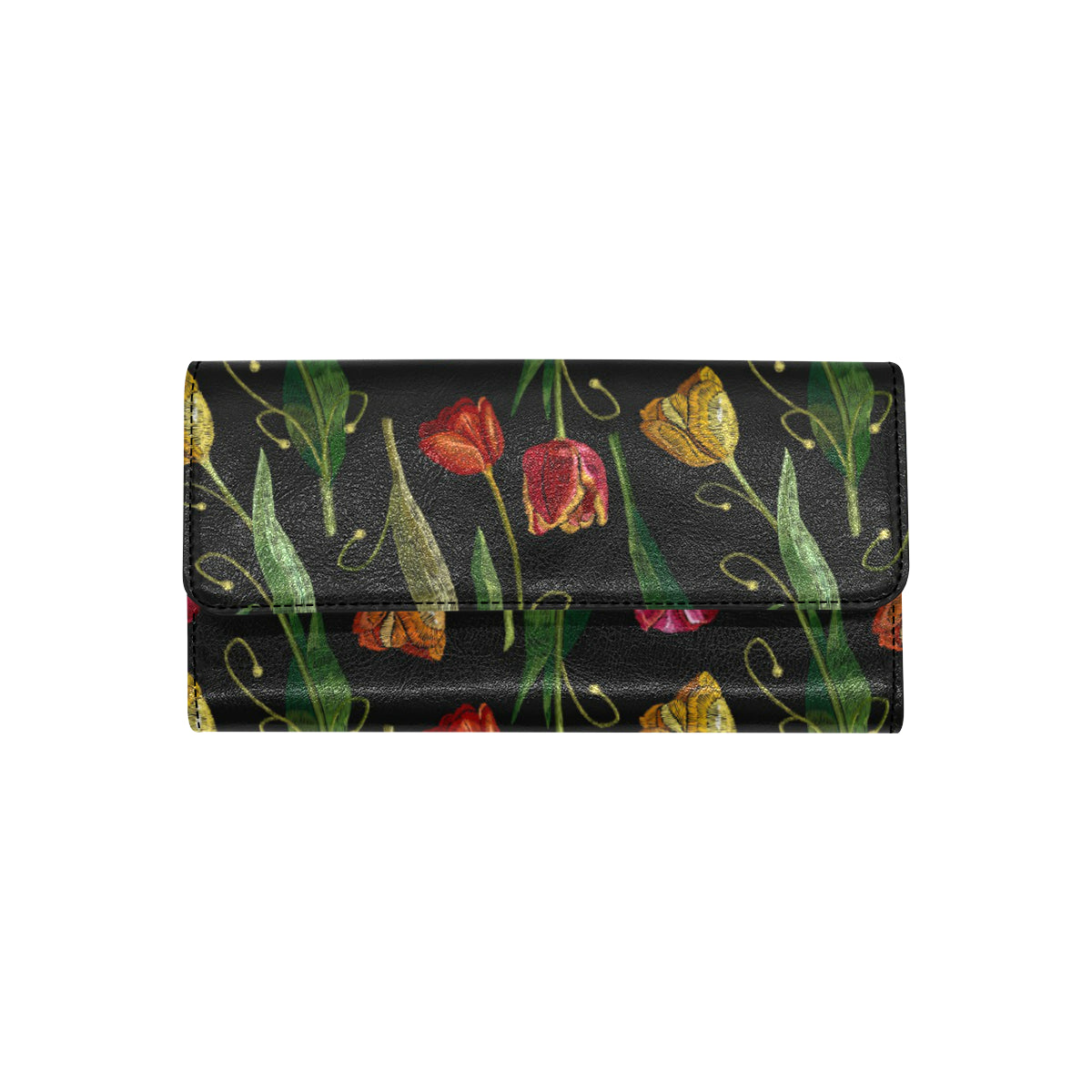 Tulip Embroidered Pattern Print Design TP01 Women's Trifold Wallet