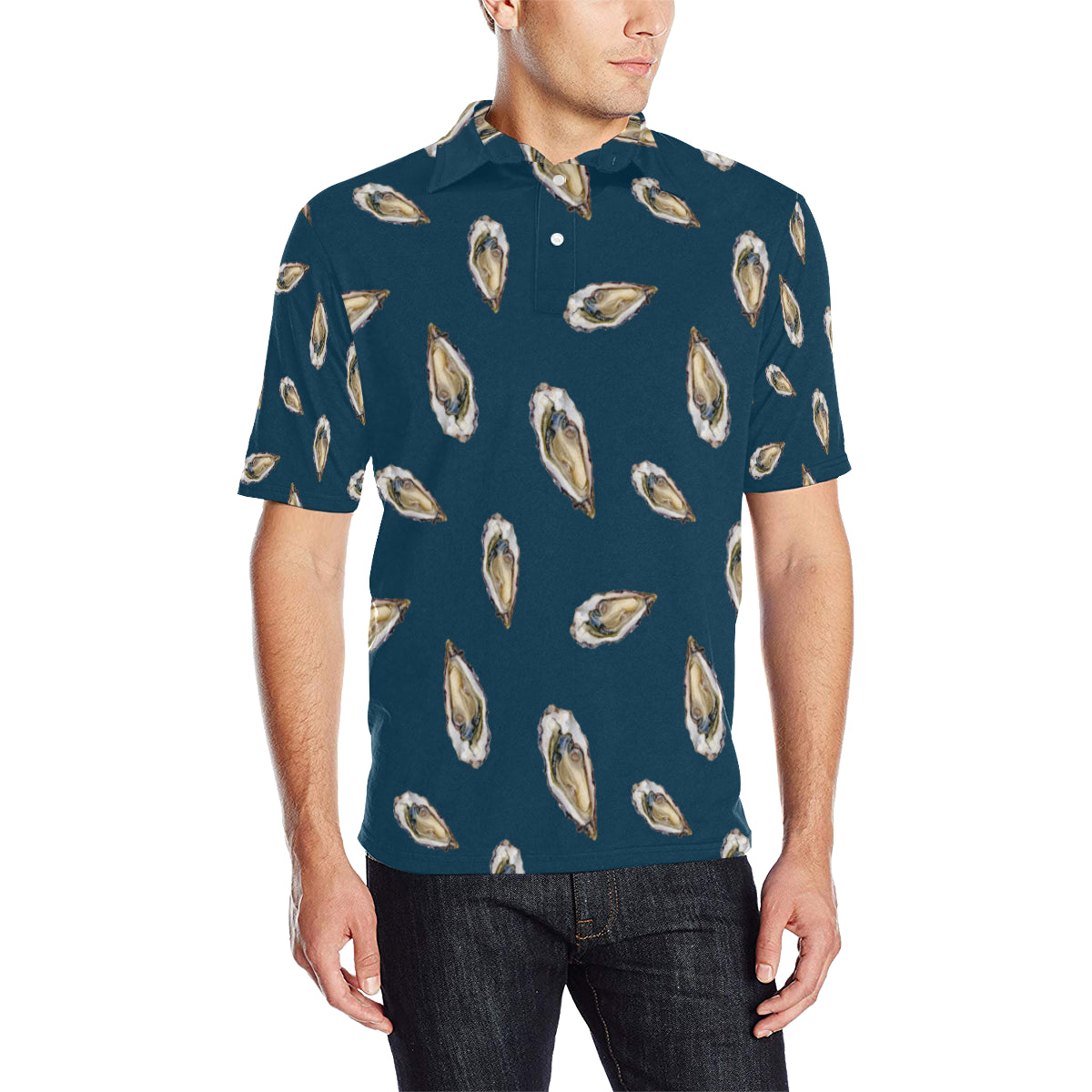 Oyster Pattern Print Design 03 Men Polo Shirt