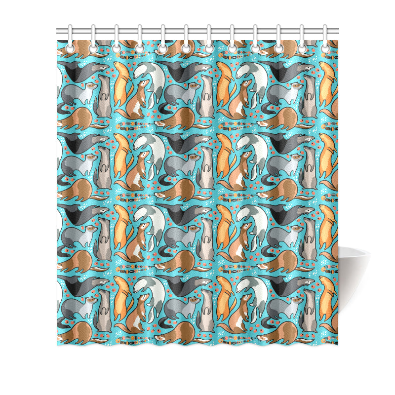 Ferret Pattern Print Design 03 Shower Curtain