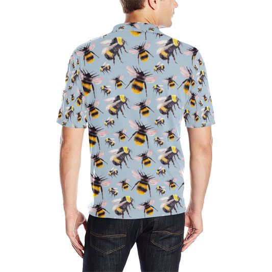 Bee Pattern Print Design BEE08 Men Polo Shirt
