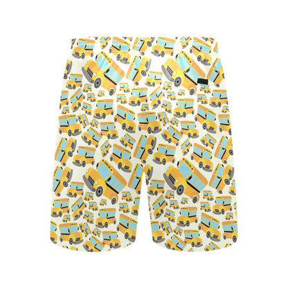 School Bus Print Design LKS301 Men's Swim Trunks Beach Shorts