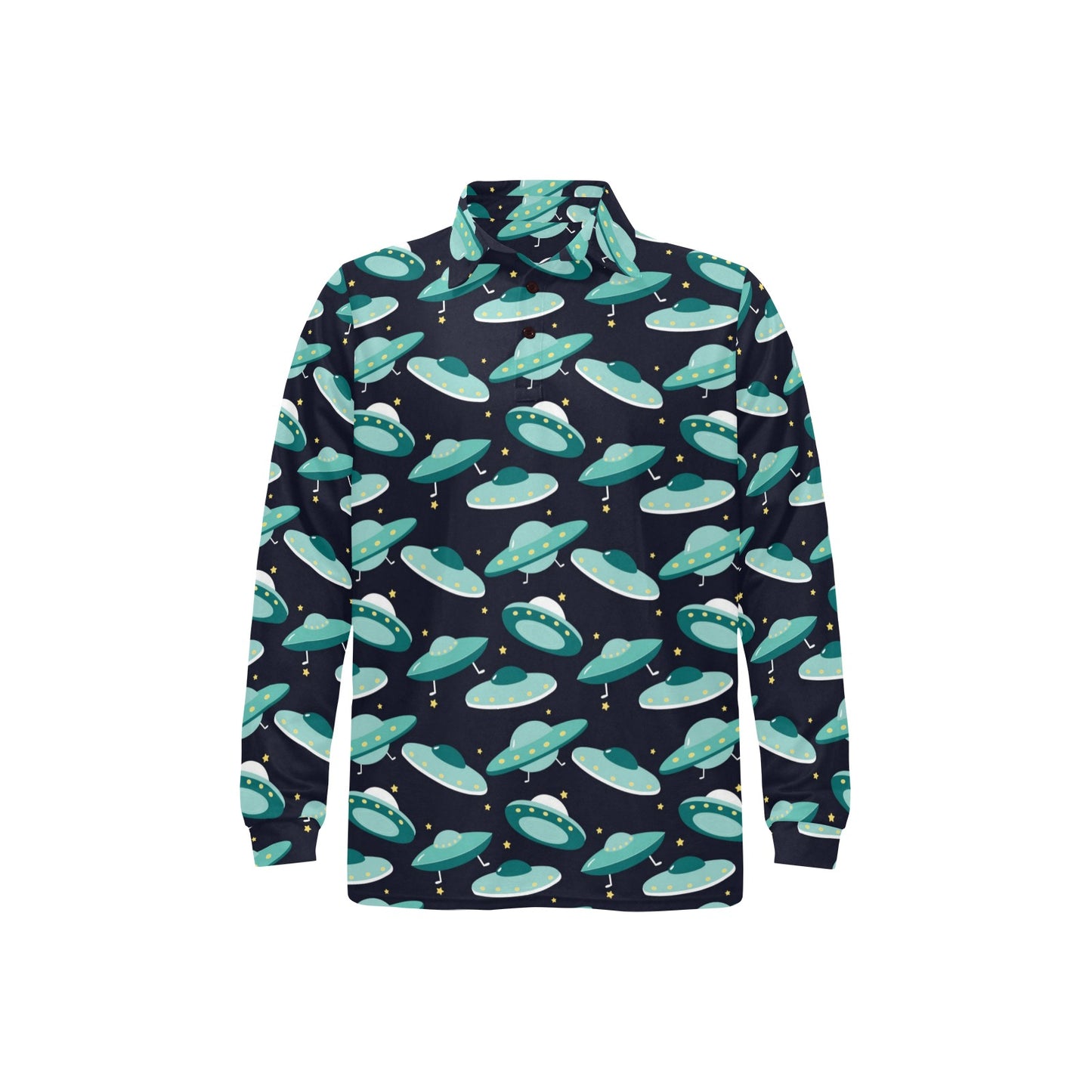 UFO Print Design LKS304 Long Sleeve Polo Shirt For Men's