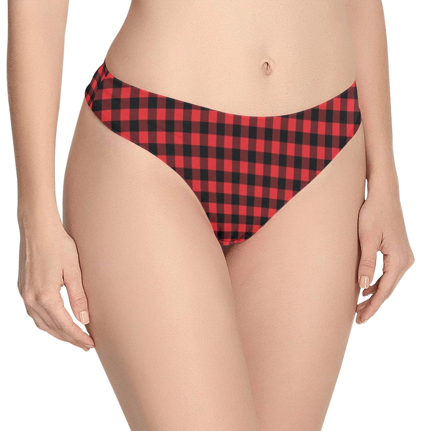 Red Black Buffalo Tartan Plaid Pattern Women's Thongs
