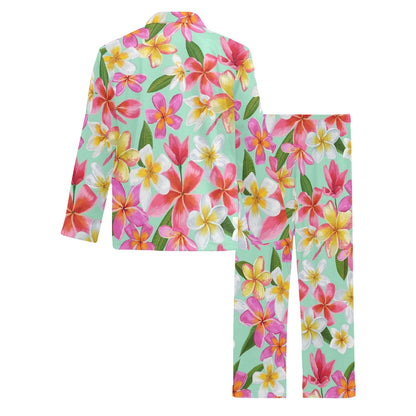 Plumeria Pattern Print Design PM014 Men's Long Pajama Set
