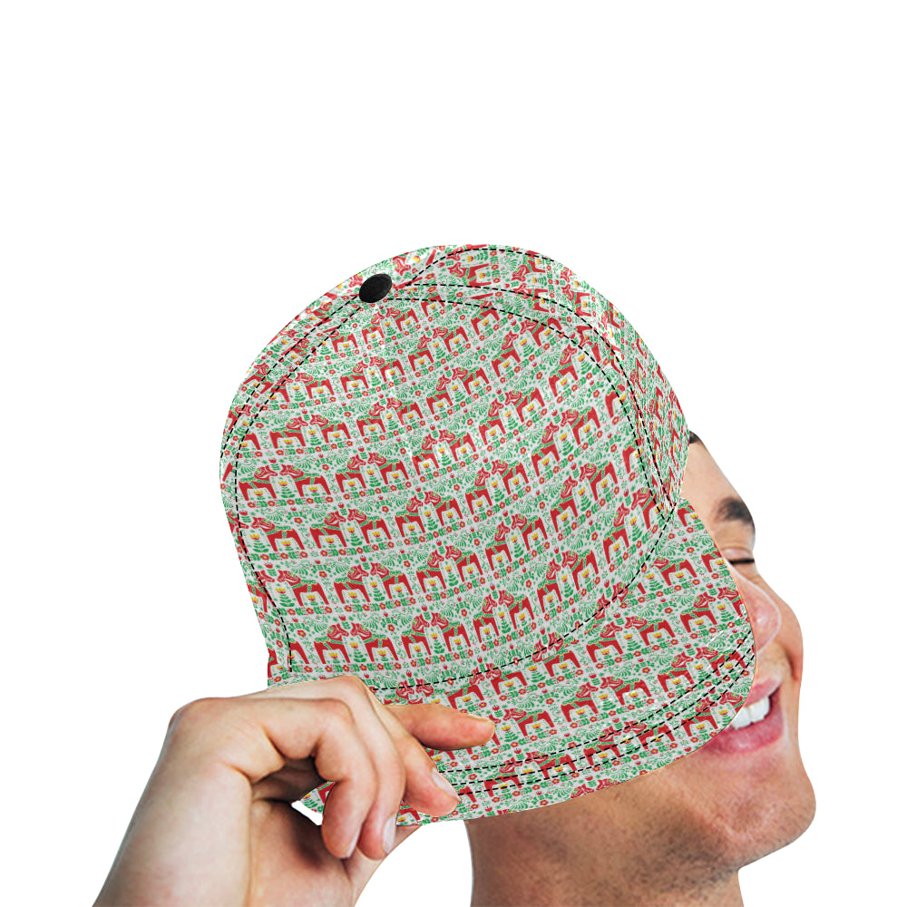 Swedish Dala Style Pattern Snapback Cap