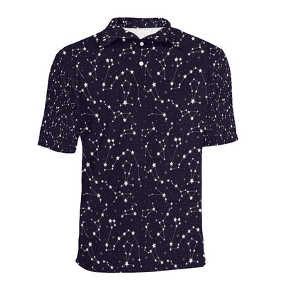 Zodiac Star Pattern Design Print Men Polo Shirt