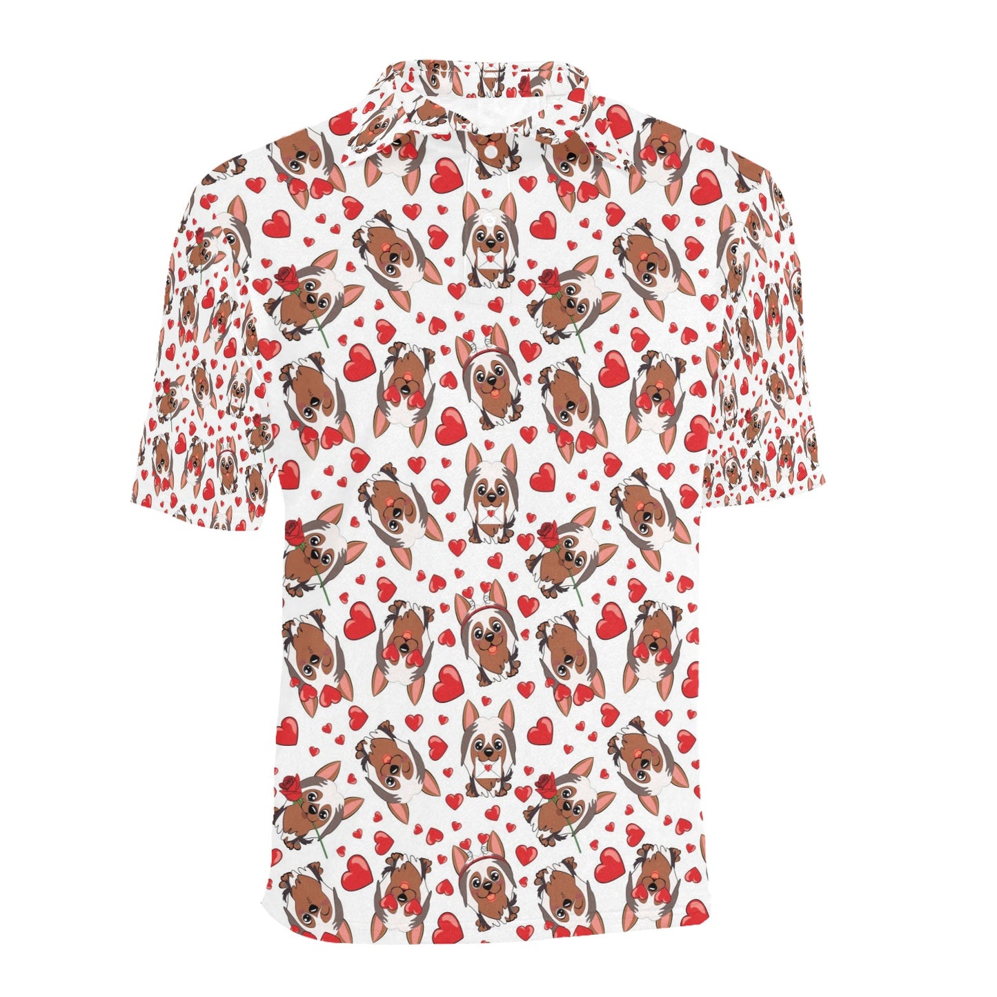 Silky Terriers Heart Print Design LKS302 Men Polo Shirt