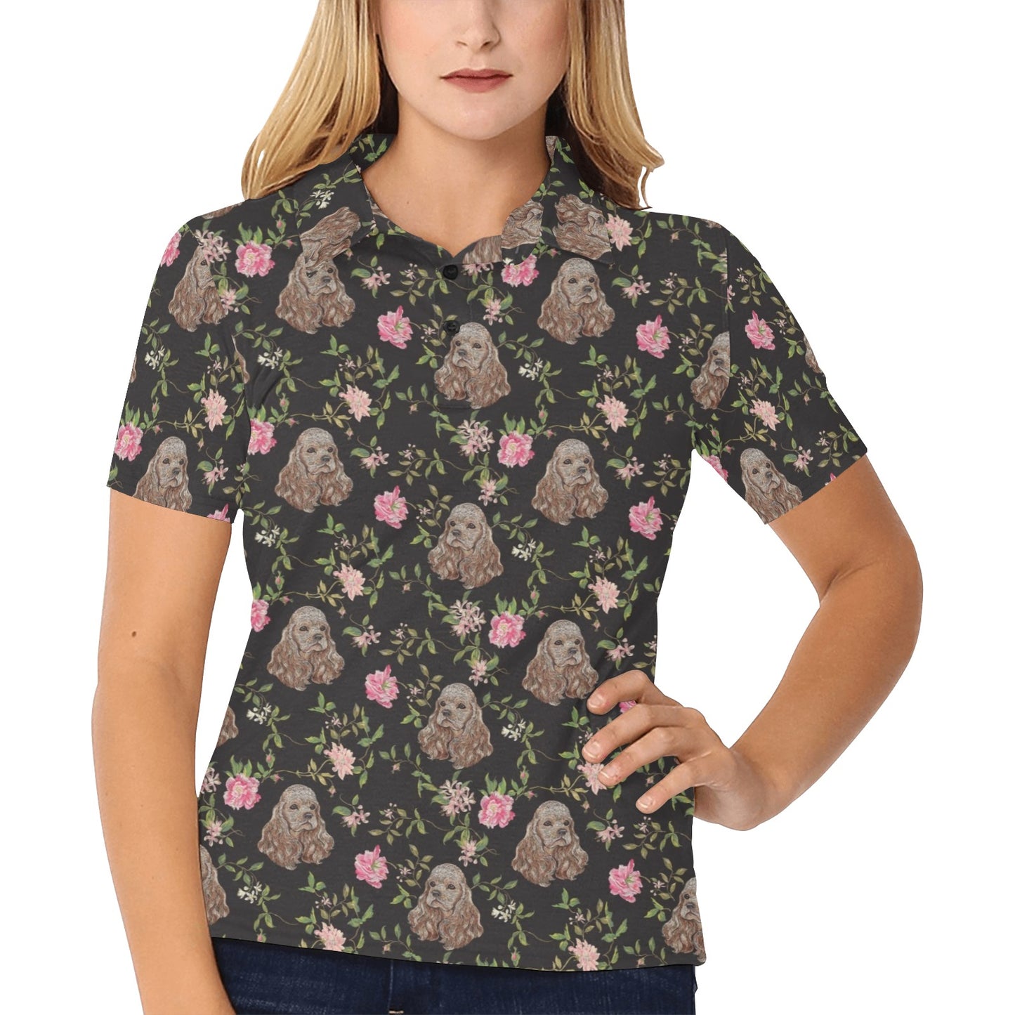 Cocker Pattern Print Design 03 Women's Polo Shirt