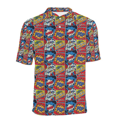 Comic Book Pattern Print Design 03 Men Polo Shirt