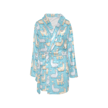 Alpaca Pattern Print Design 06 Women's Fleece Robe