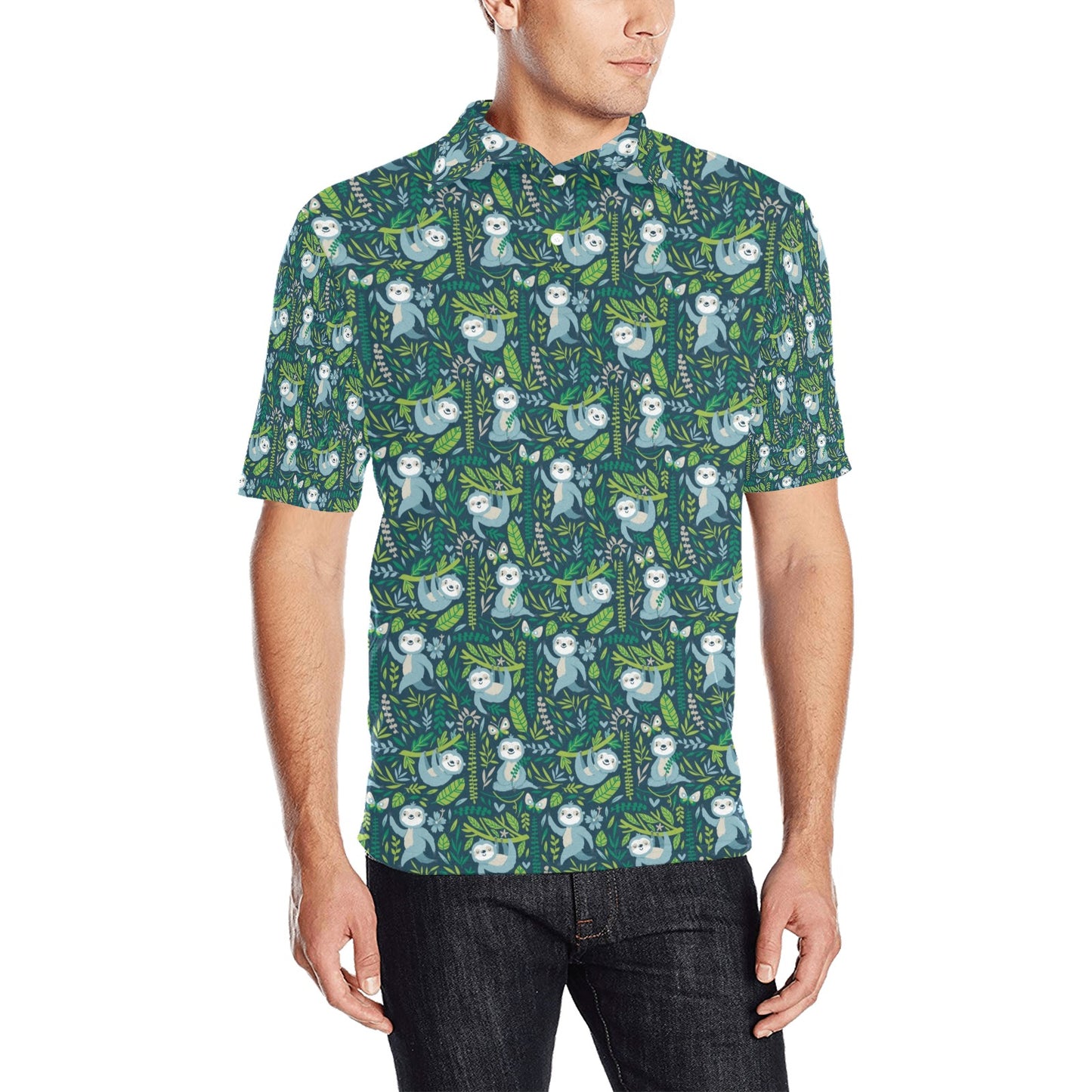 Sloth Print Design LKS304 Men Polo Shirt