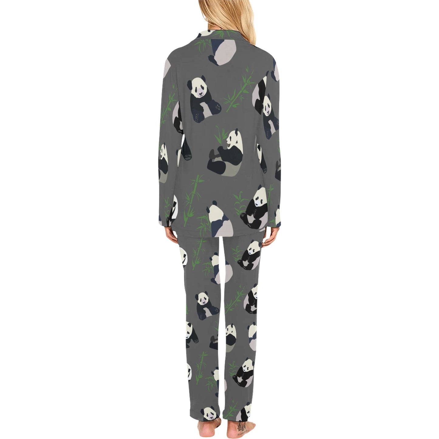 Panda Pattern Print Design A06 Women's Long Pajama Set