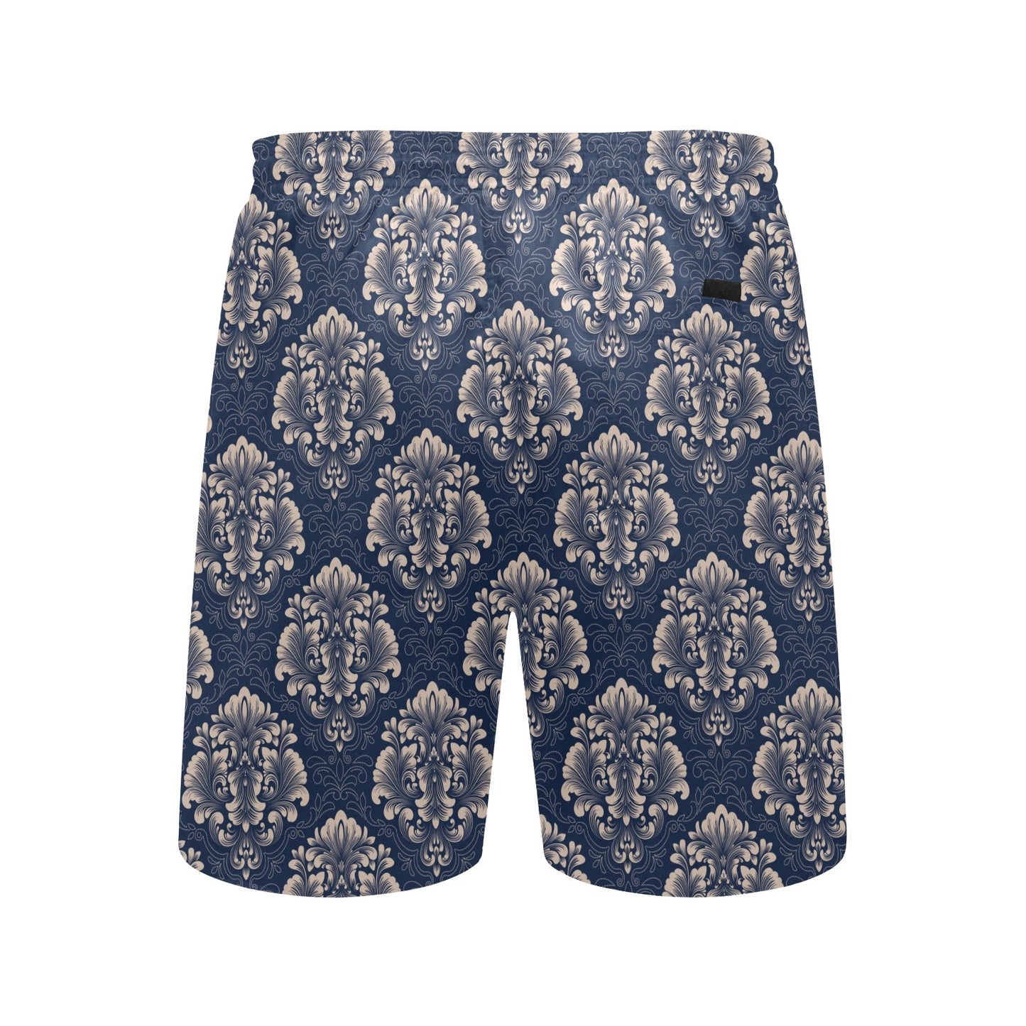 Damask Blue Luxury Print Pattern Men's Swim Trunks Beach Shorts