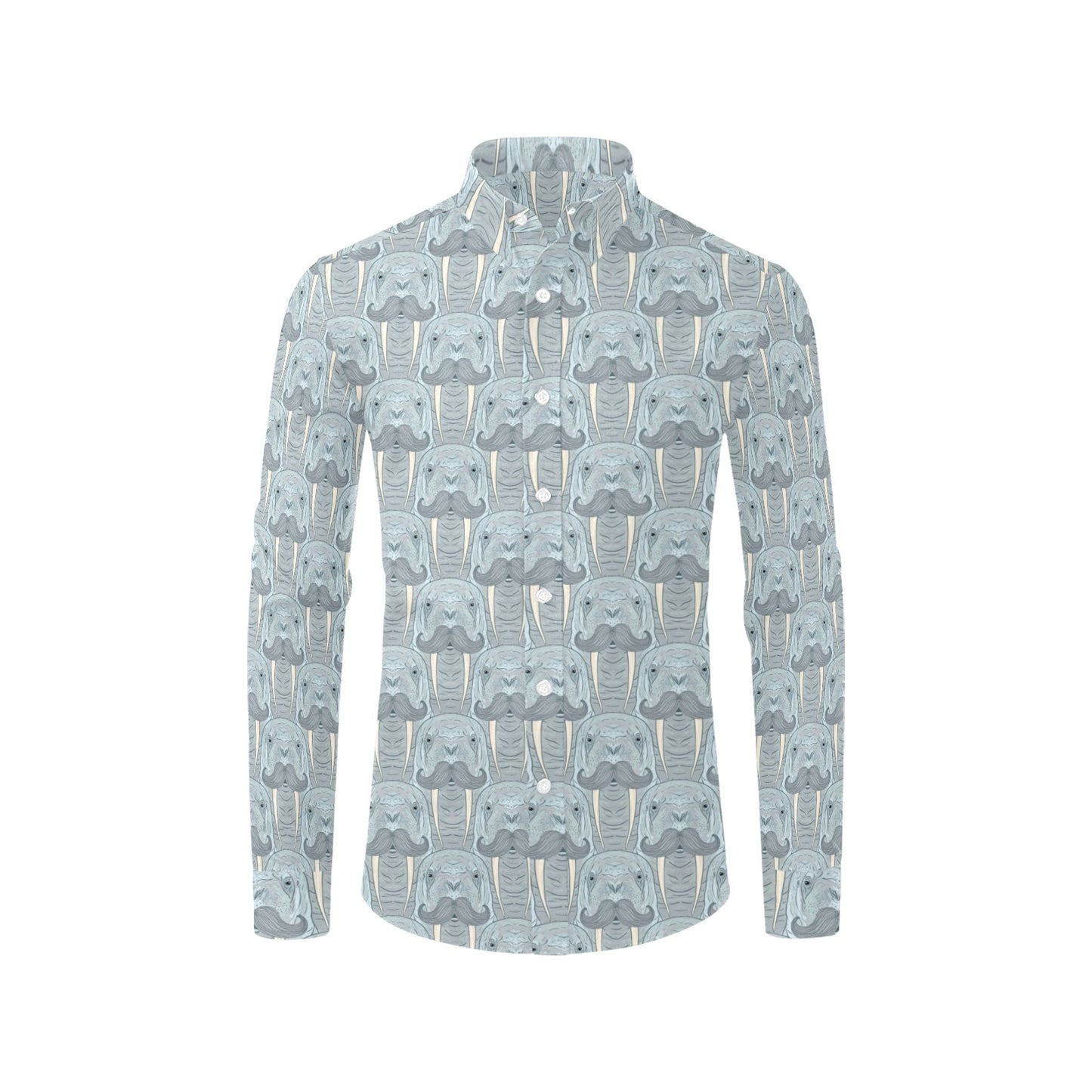 Walrus Print Design LKS402 Men's Long Sleeve Dress Shirt