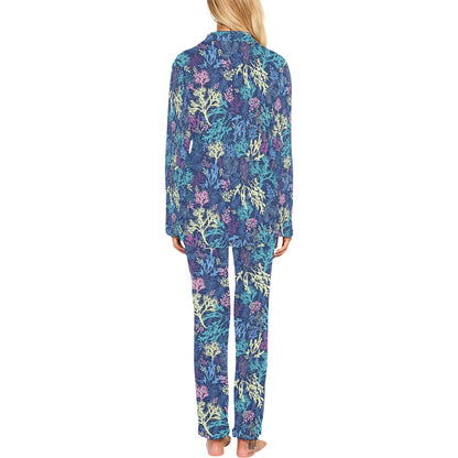 Seaweed Print Design LKS301 Women's Long Pajama Set