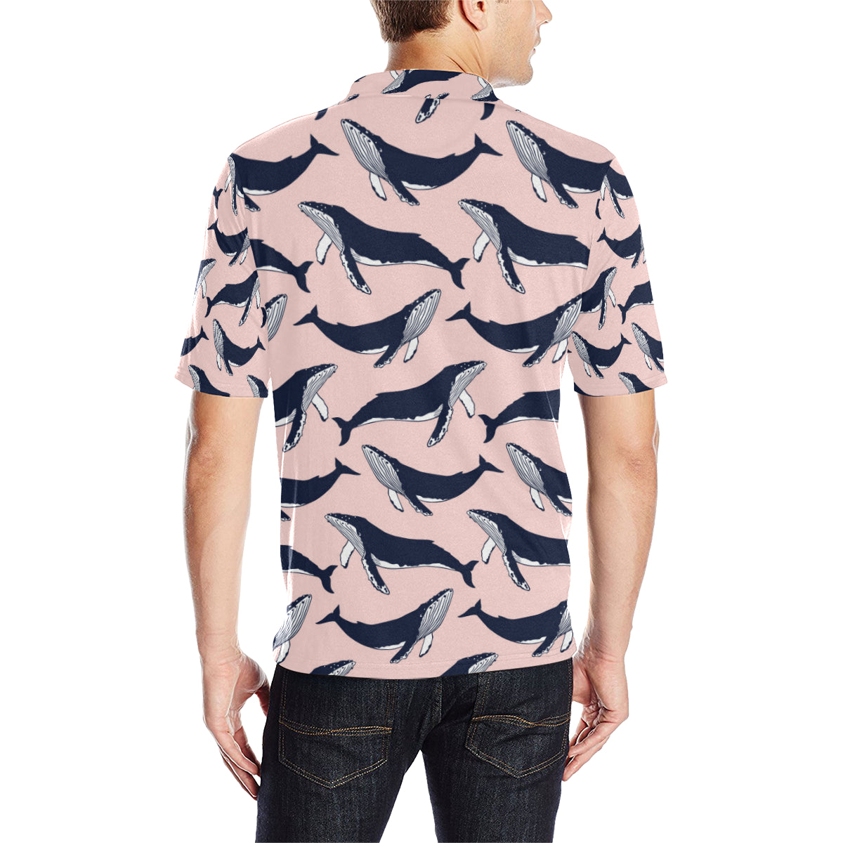 Humpback Whale Pattern Print Design 02 Men Polo Shirt