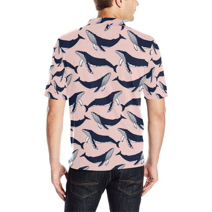 Humpback Whale Pattern Print Design 02 Men Polo Shirt