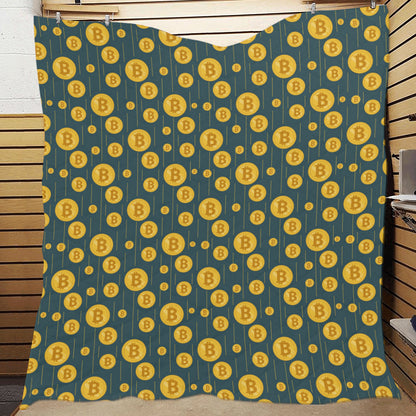 Bitcoin Pattern Print Design 01 Premium Quilt
