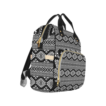 Aztec Black White Print Pattern Diaper Bag Backpack