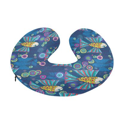 Flying Fish Pattern Print Design 01 U-Shaped Travel Neck Pillow