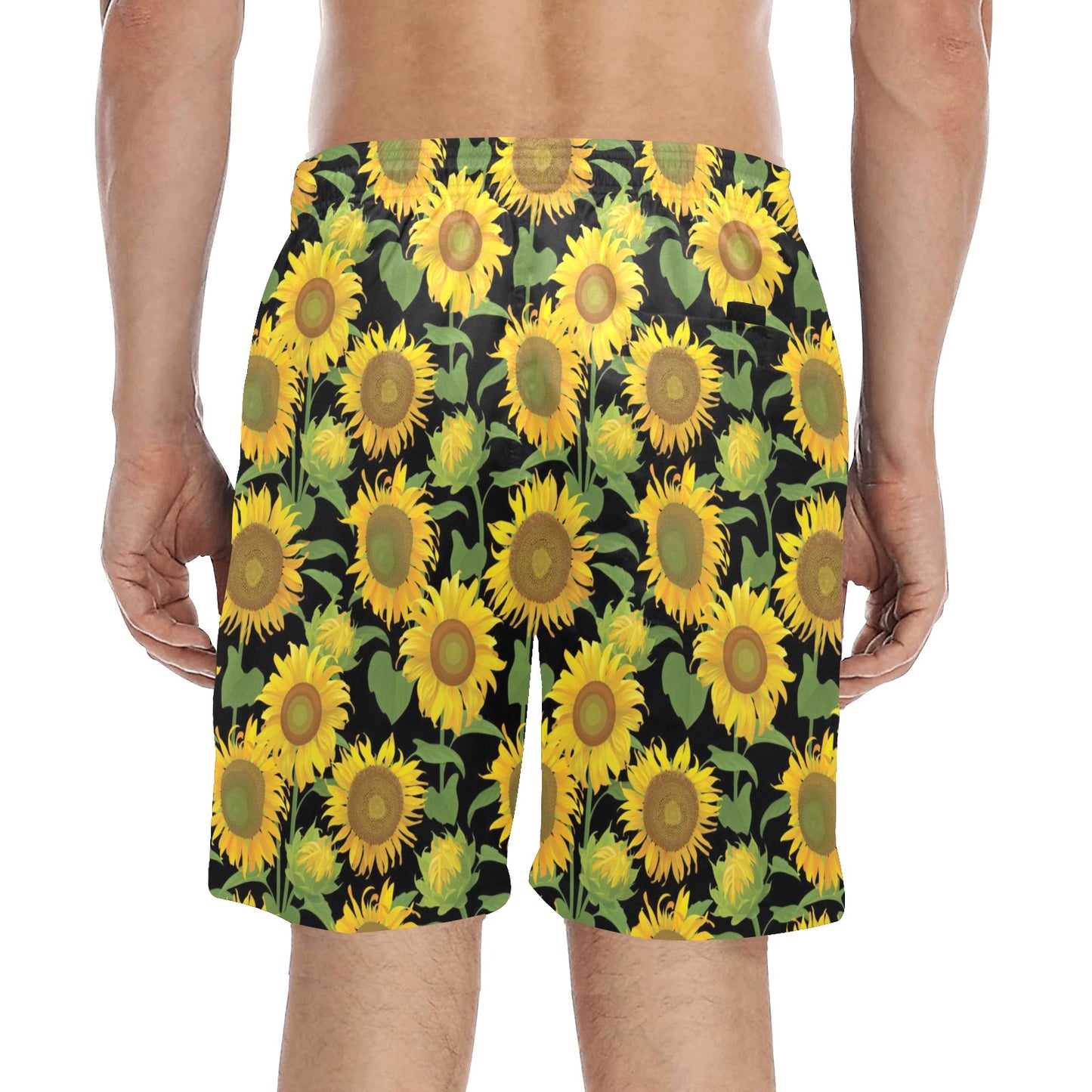 Sunflower Print Design LKS302 Men's Swim Trunks Beach Shorts