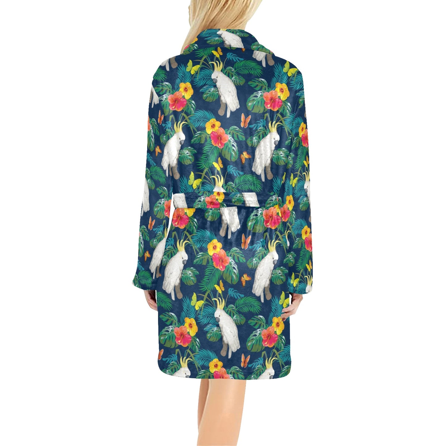 Cockatoo Tropical Pattern Print Design 02 Women's Fleece Robe
