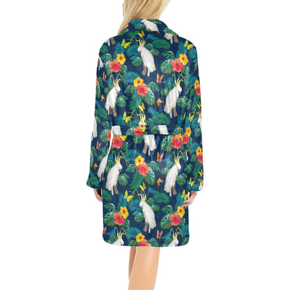 Cockatoo Tropical Pattern Print Design 02 Women's Fleece Robe