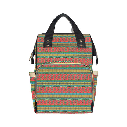 African Colorful Zigzag Print Pattern Diaper Bag Backpack