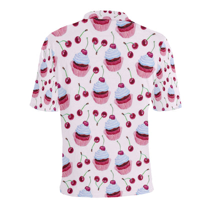 Cherry Cupcake Pink Pattern Men Polo Shirt