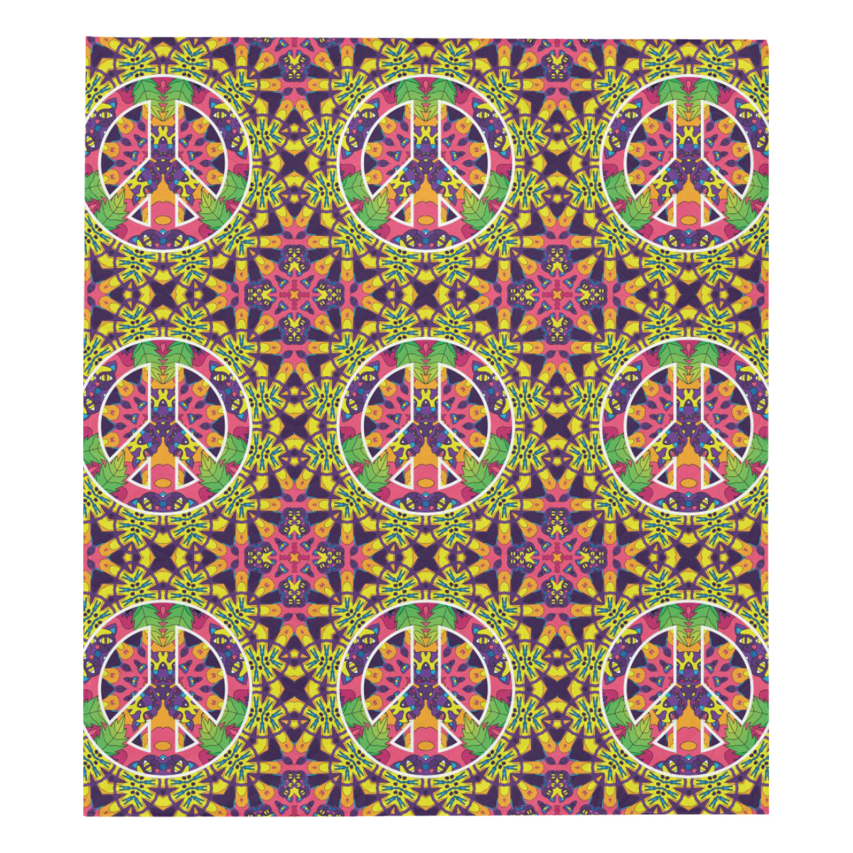 Peace Sign Pattern Print Design A04 Premium Quilt