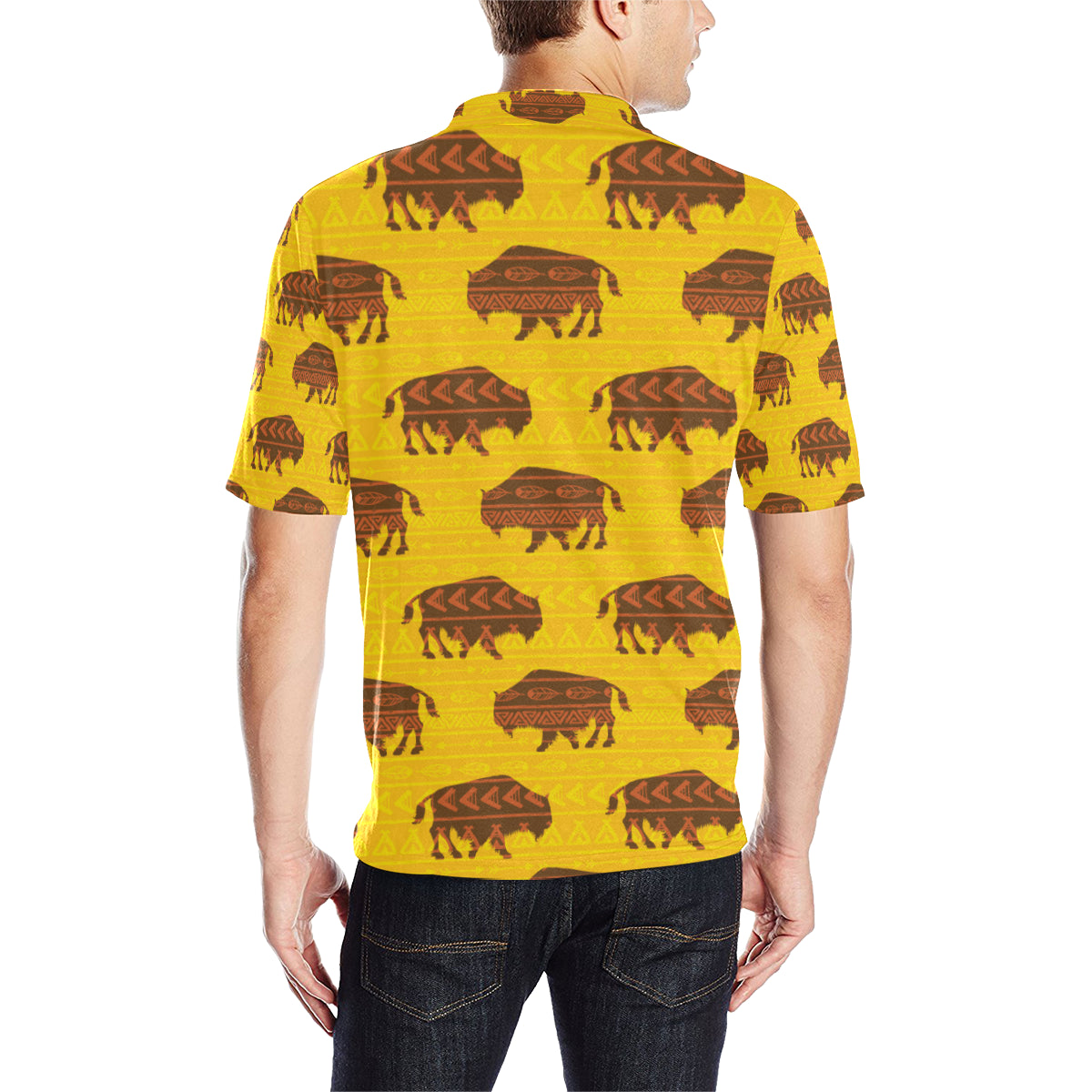 Bison Native Pattern Print Design 01 Men Polo Shirt