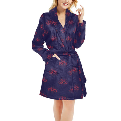 Bicycle Pattern Print Design 01 Women's Fleece Robe