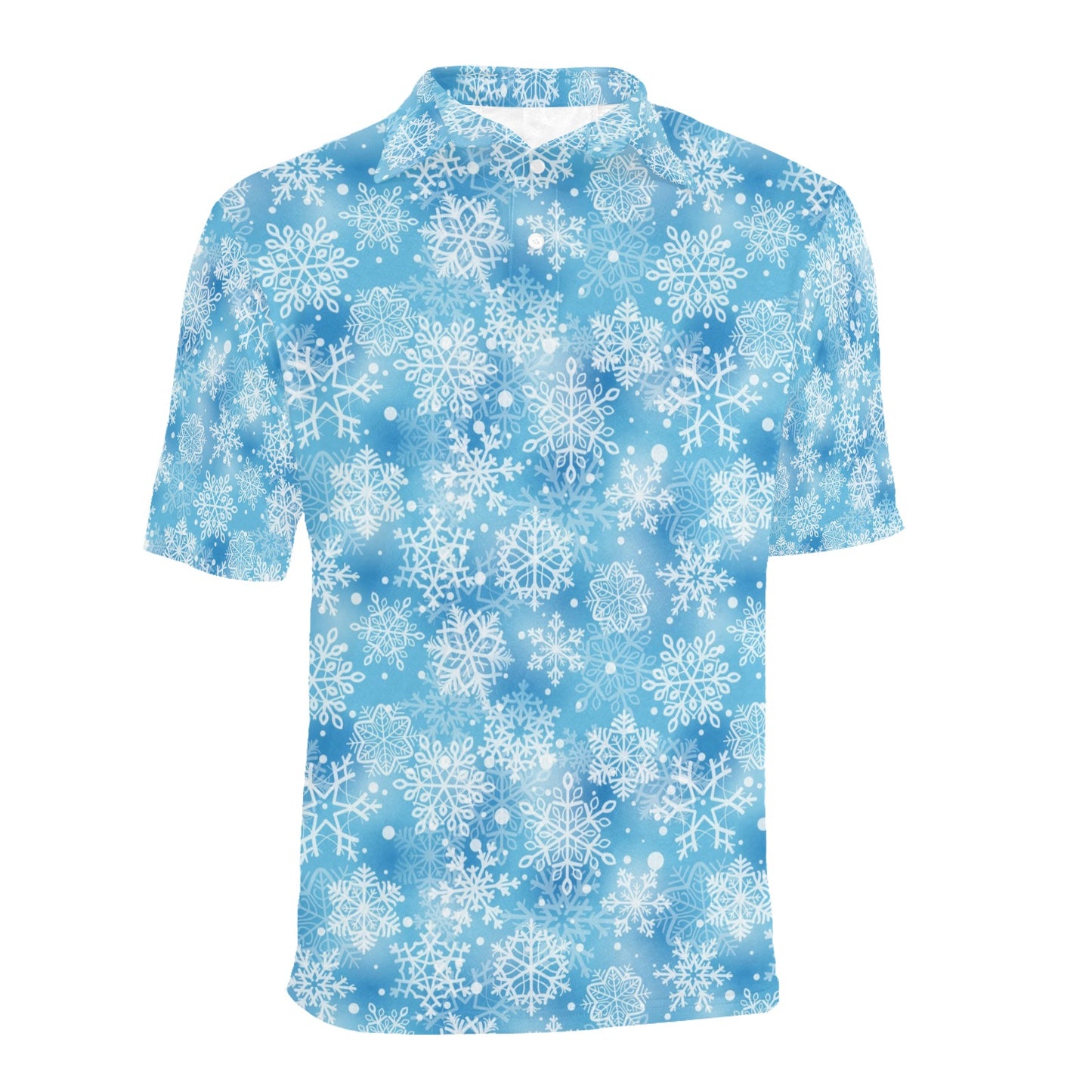 Snowflake Blue Print Design LKS301 Men Polo Shirt