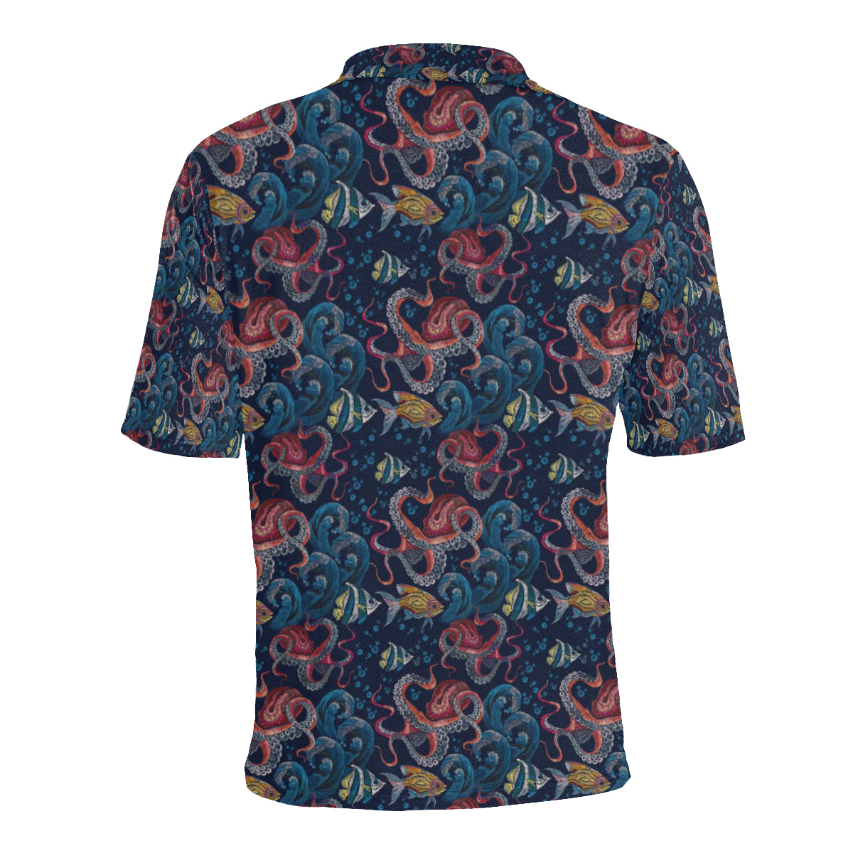 Octopus Deep Sea Print Themed Men Polo Shirt