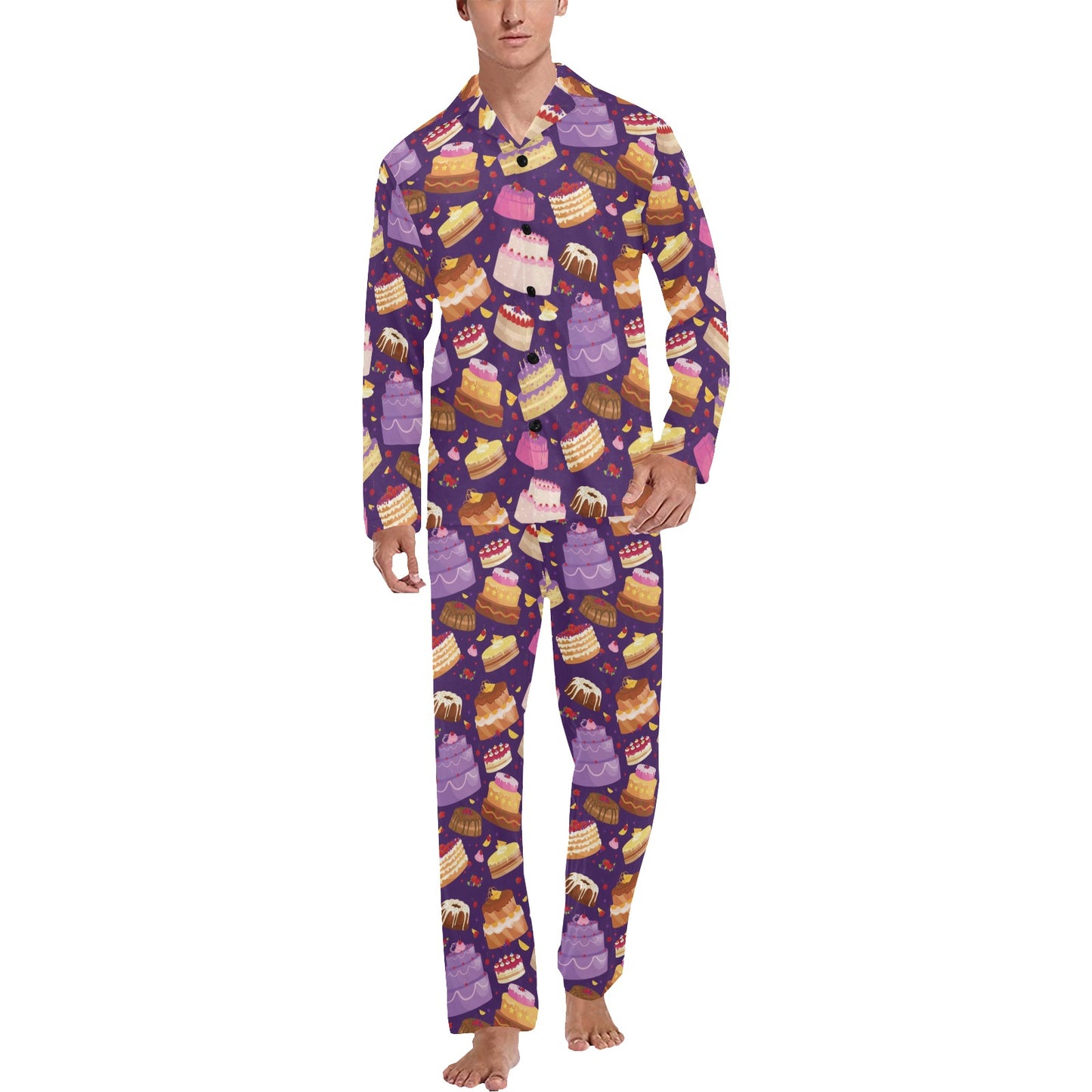Cake Pattern Print Design 05 Men's Long Pajama Set