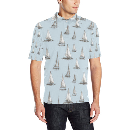 Sailing Ships Pattern Print Design A01 Men Polo Shirt