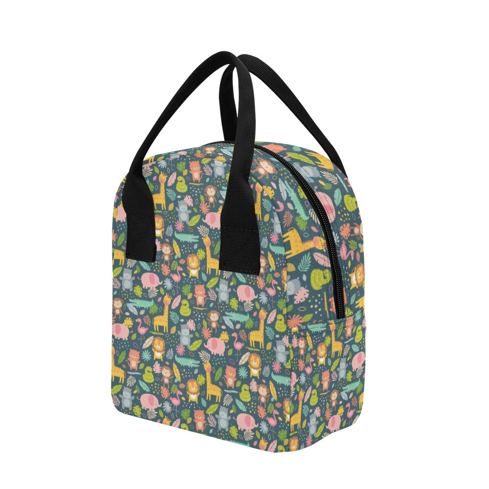 Safari Animal Cartoon Print Design LKS305 Insulated Lunch Bag