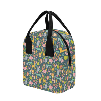 Safari Animal Cartoon Print Design LKS305 Insulated Lunch Bag