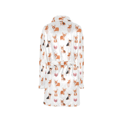 Cardigan Welsh Corgis Pattern Print Design 02 Women's Fleece Robe