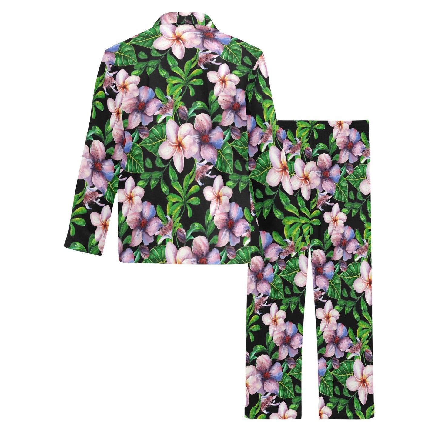 Plumeria Pattern Print Design PM01 Men's Long Pajama Set