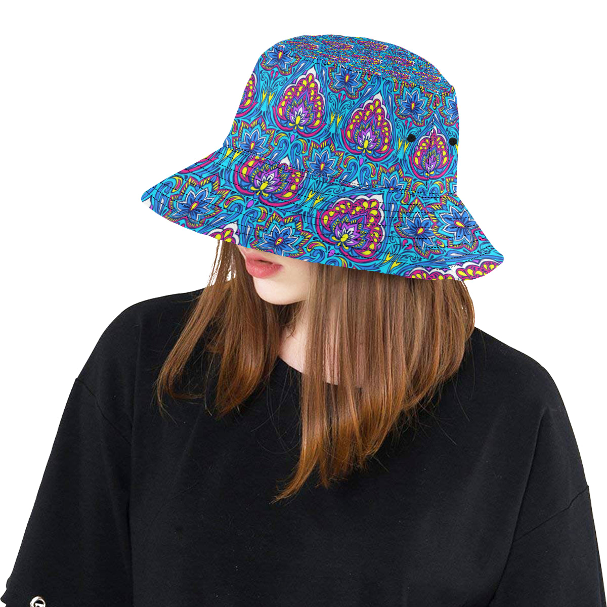 lotus Boho Pattern Print Design LO010 Unisex Bucket Hat