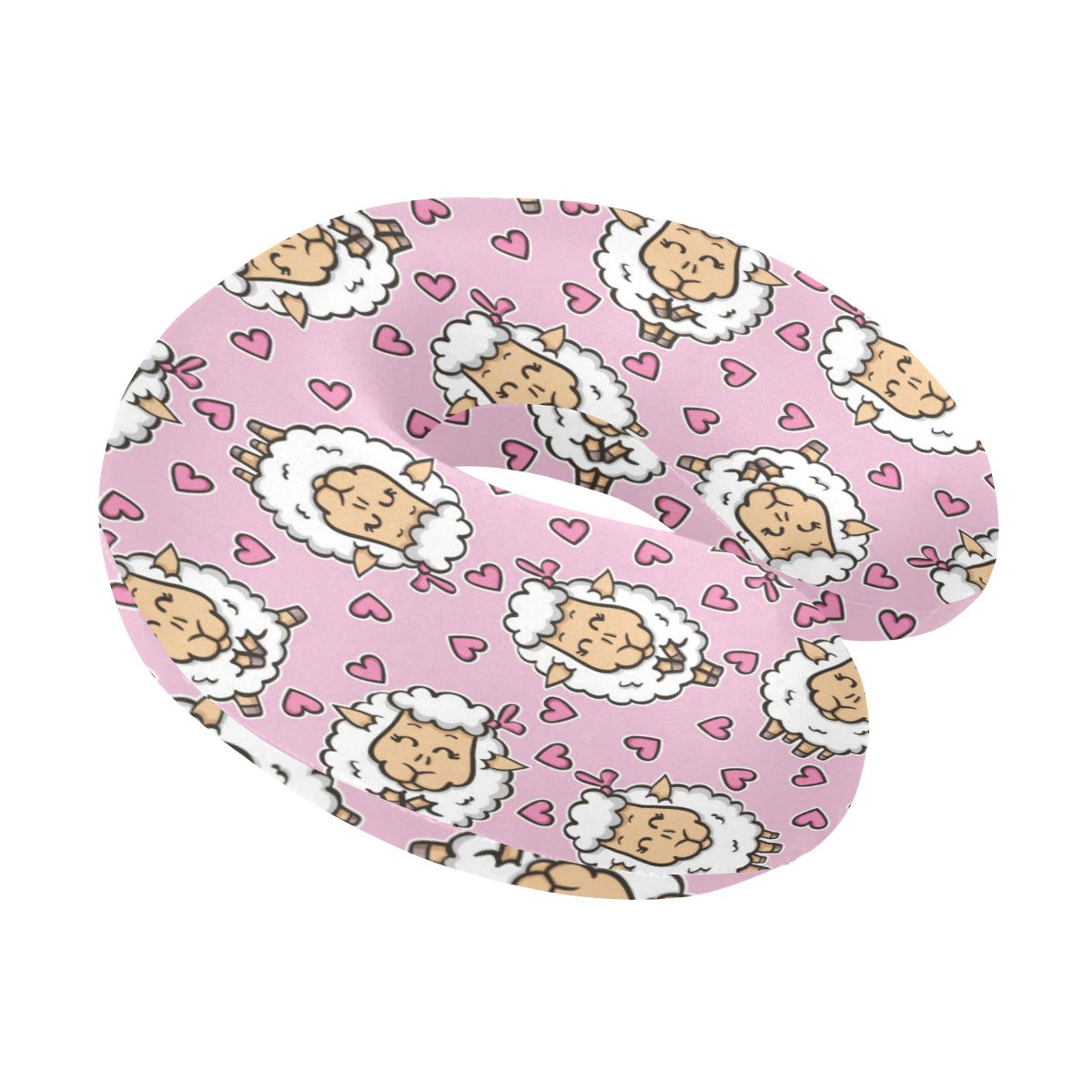 Sheep Cute Pattern Print Design 01 U-Shaped Travel Neck Pillow