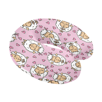 Sheep Cute Pattern Print Design 01 U-Shaped Travel Neck Pillow