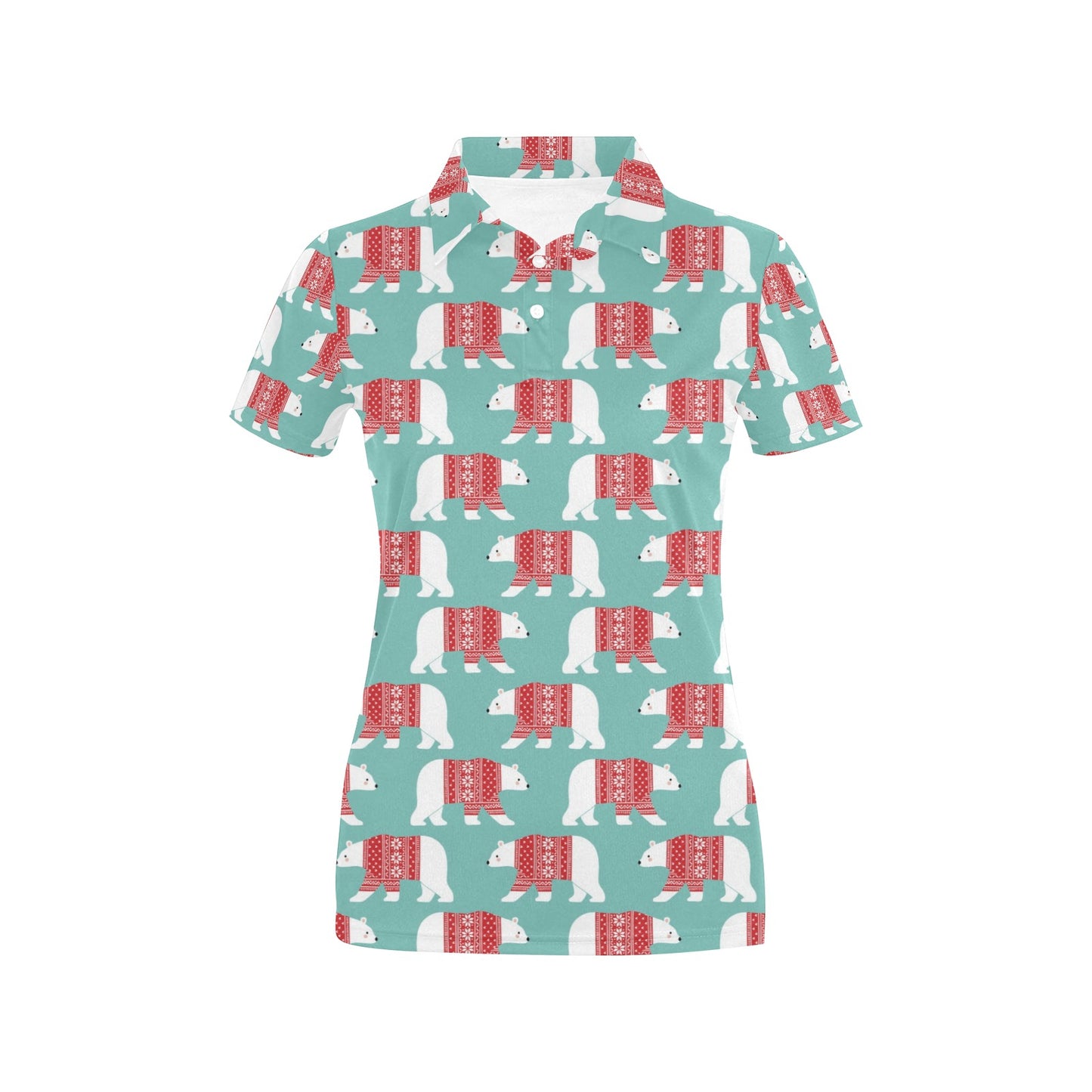 Polar Bear Pattern Print Design A04 Women's Polo Shirt