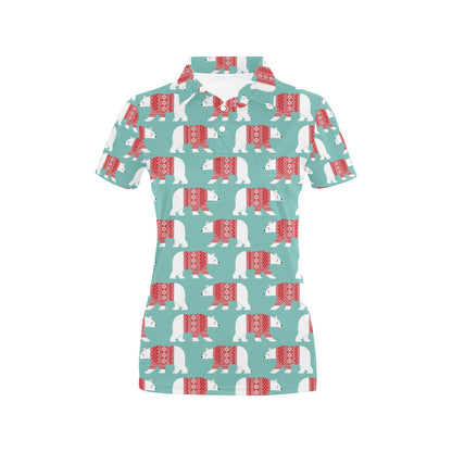 Polar Bear Pattern Print Design A04 Women's Polo Shirt
