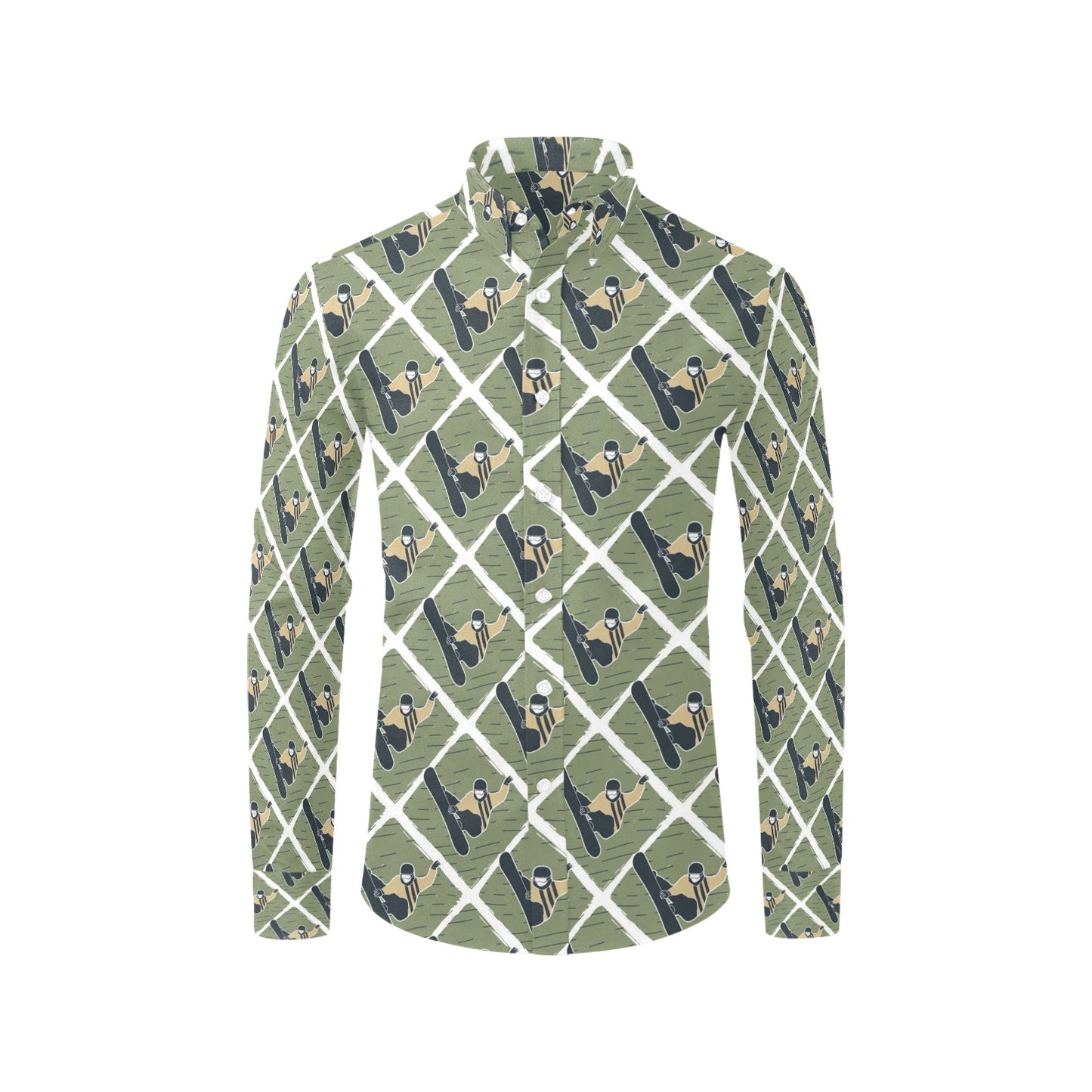 Snowboard Man Print Design LKS302 Men's Long Sleeve Dress Shirt